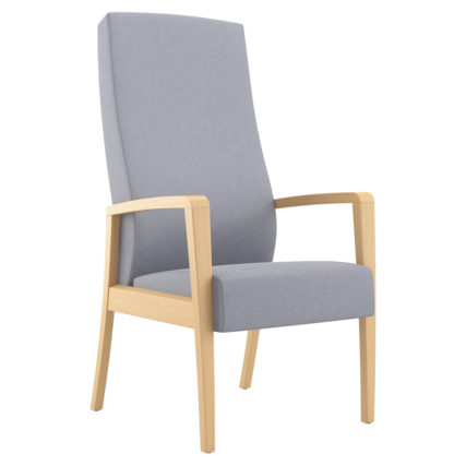 Monroe Patient Chair, Wood Arm, High Back