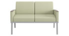 Latitude Loveseat, Fully Upholstered with Metal Frame, Wood Arm Caps