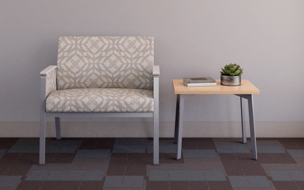 Dune Occasional Table, shown with Square Top and Metal Leg